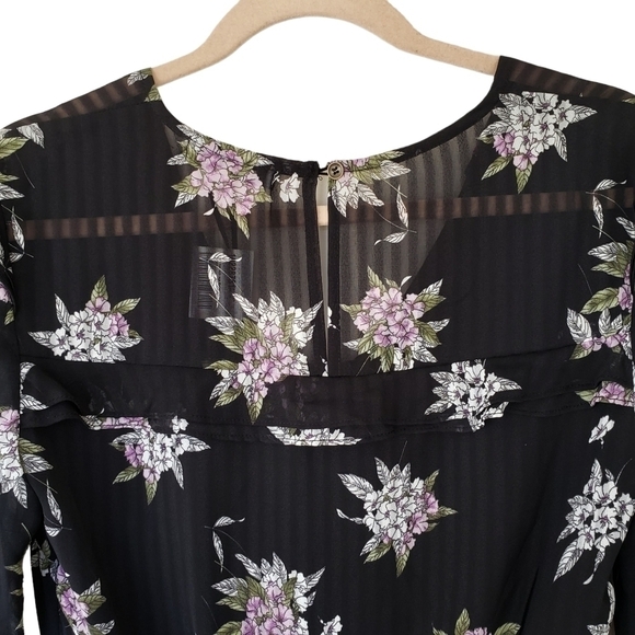 Heartloom Long Sleeve Ruffled Floral Chiffon Shutter Skirt Mini Dress - Picture 5 of 13